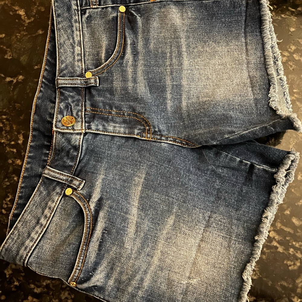 Tory Burch emblem Jean shorts